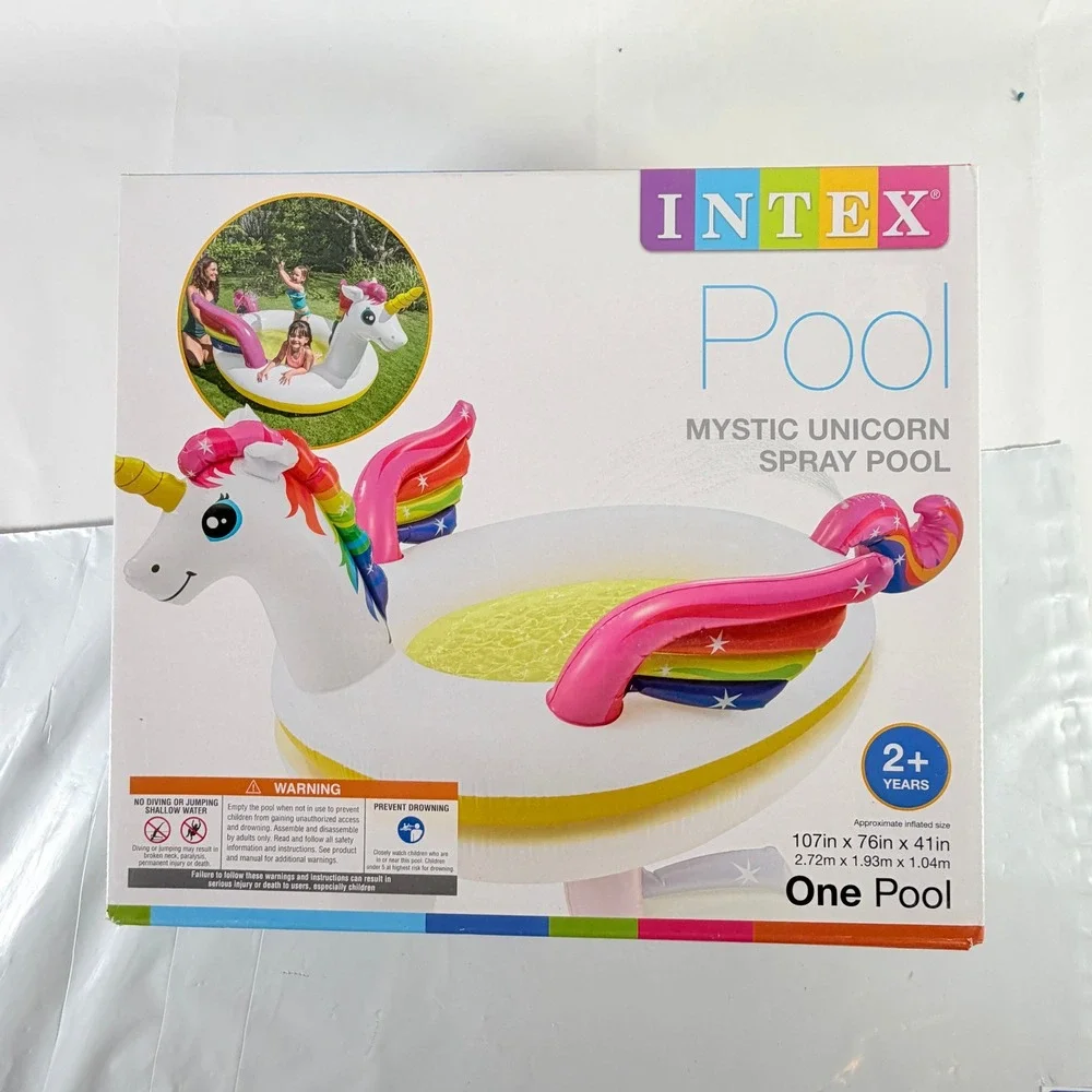 Huge Intex Mystic‎ Unicorn Inflatable Spray Kiddie Pool 107